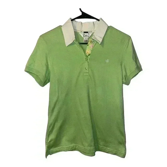 Lilly Pulitzer Vintage Green Short Sleeve Polo Shirt, Medium - Picture 1 of 5